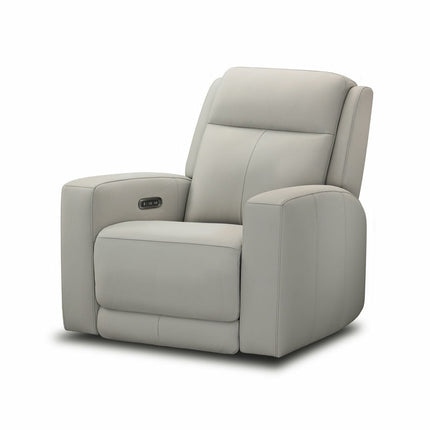 Simon Li Wren Light Grey Leather Power Reclining Armchair with Power Headrest – view 4
