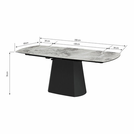 Bahamas Ceramic Extending Dining Table + 6 Grey Chairs, Seats 6-8 – view 2