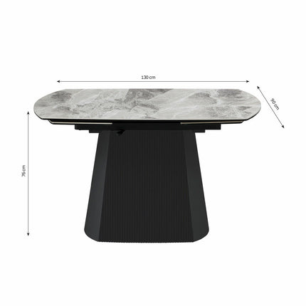 Bahamas Ceramic Extending Dining Table + 6 Grey Chairs, Seats 6-8 – view 3