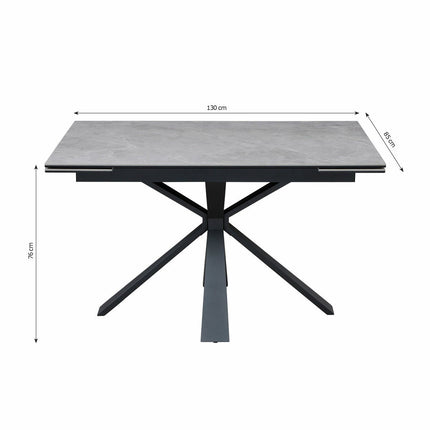 Jordan Ceramic Extending Dining Table + 6 Grey Chairs, Seats 6-8 – view 3