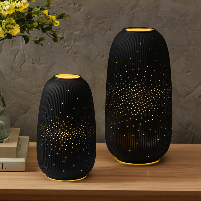 Evergreen LED Porcelain Lantern, 2 Piece Set in 2 Colours – view 2