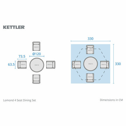 Kettler Lomond 4 Piece Wicker Dining Set – view 2