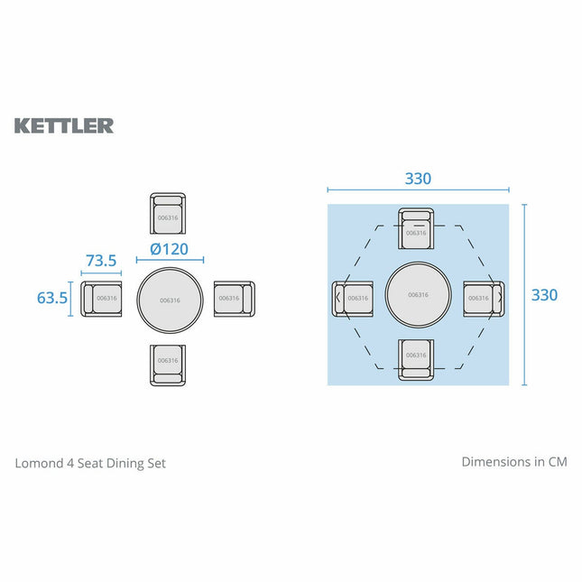 Kettler Lomond 4 Piece Wicker Dining Set – view 2