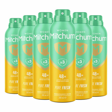 Mitchum Woman Pure Fresh Anti-Perspirant Spray, 6 x 200ml