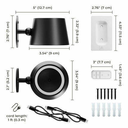 Globe Rechargeable Black Portable Wall Light, 2 Pack - Black – view 6