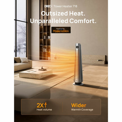 DREO DR-HSH008 718 Tower Heater in Silver – view 2