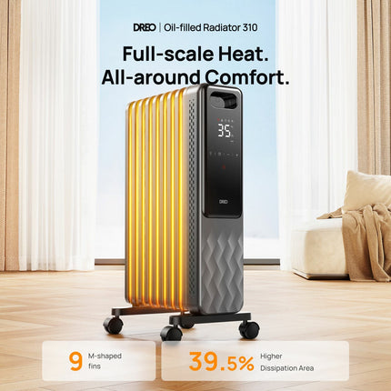 DREO DR-HSH010 9 Fins Oil Filled 2000W Radiator With LED Display – view 2