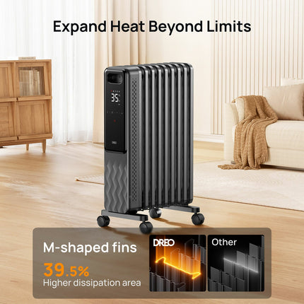 DREO DR-HSH010 9 Fins Oil Filled 2000W Radiator With LED Display – view 3