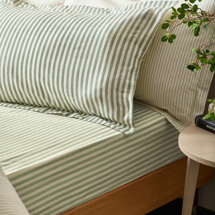 Yard Hebden 100% Cotton Forest Green Stripe Duvet Cover Set in 4 Sizes – view 3