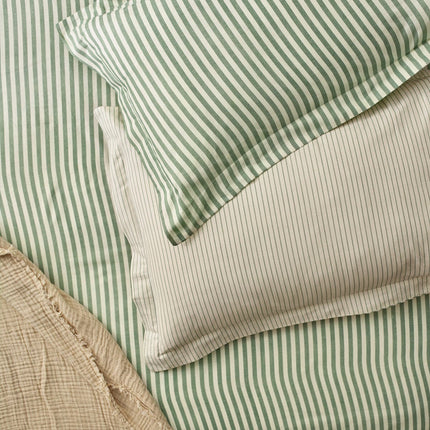 Yard Hebden 100% Cotton Forest Green Stripe Duvet Cover Set in 4 Sizes – view 4
