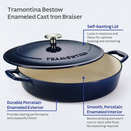 Tramontina Enamel Cast Iron Shallow Casserole Dish, 30cm / 3.8L in 2 Colours – view 4