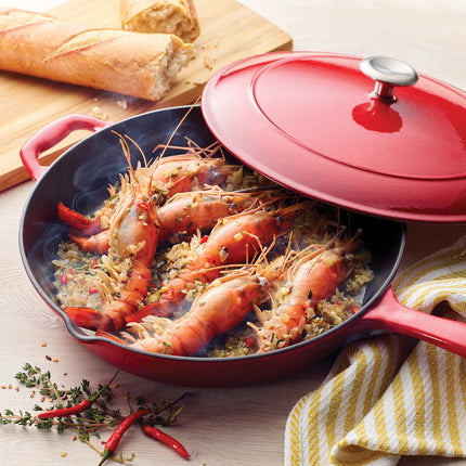 Tramontina Enamel Cast Iron Saute Pan with Lid, 30cm / 3.25L in 2 Colours – view 3