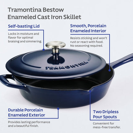 Tramontina Enamel Cast Iron Saute Pan with Lid, 30cm / 3.25L in 2 Colours – view 4