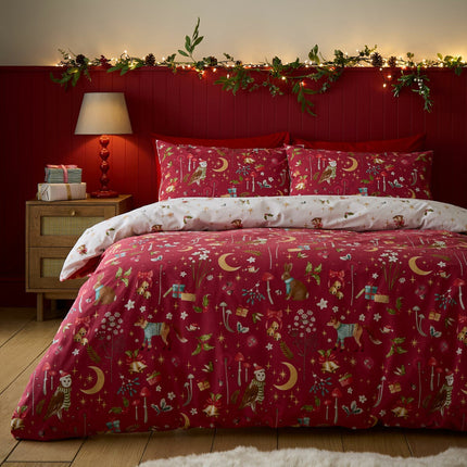 Catherine Lansfield Christmas Enchanted Twilight Reversible Duvet Cover Set In 3 Sizes
