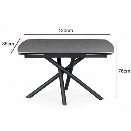 Indus Valley Skylar Small Ceramic Extending Dining Table + 6 Grey Chairs, Seats 6 – view 2