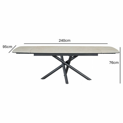 Indus Valley Skylar Large Extending Ceramic Dining Table + 6 Taupe Chairs, Seats 6-8 – view 3