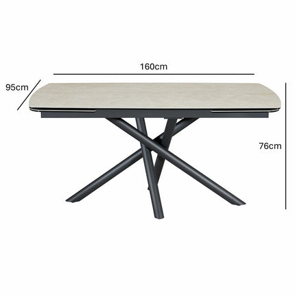 Indus Valley Skylar Large Extending Ceramic Dining Table + 6 Taupe Chairs, Seats 6-8 – view 2