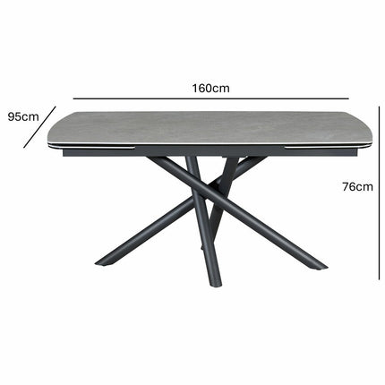 Indus Valley Skylar Large Extending Ceramic Dining Table + 6 Grey Chairs, Seats 6-8 – view 2