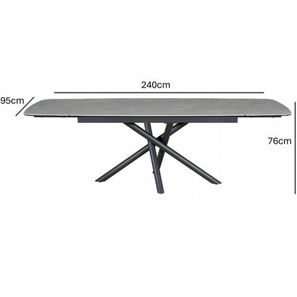 Indus Valley Skylar Large Extending Ceramic Dining Table + 6 Grey Chairs, Seats 6-8 – view 3
