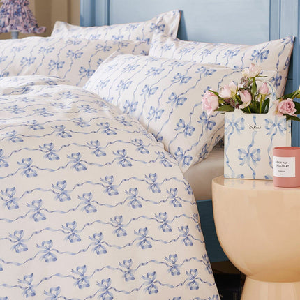 Cath Kidston Blue Ribbons And Bows Reversible Cotton Duvet Cover Set In 4 Sizes – view 2