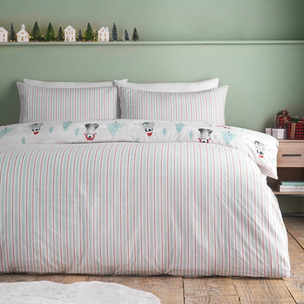 Catherine Lansfield Brushed Cotton Christmas Penguins Reversible Duvet Cover Set In 3 Sizes – view 2