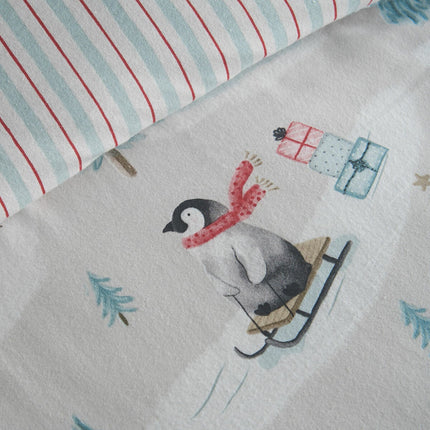 Catherine Lansfield Brushed Cotton Christmas Penguins Reversible Duvet Cover Set In 3 Sizes – view 4