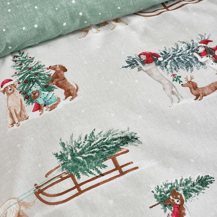 Catherine Lansfield Brushed Cotton Christmas Dogs Reversible Duvet Cover Set In 4 Sizes – view 4