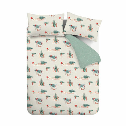 Catherine Lansfield Brushed Cotton Christmas Dogs Reversible Duvet Cover Set In 4 Sizes – view 5