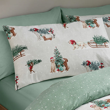 Catherine Lansfield Brushed Cotton Christmas Dogs Reversible Duvet Cover Set In 4 Sizes – view 3