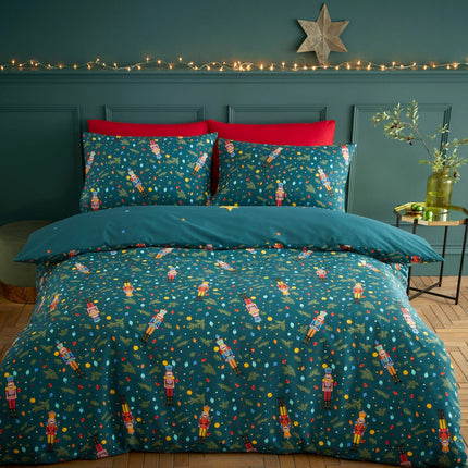 Catherine Lansfield Christmas Nutcracker Reversible Duvet Cover Set – view 3