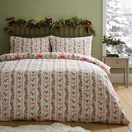 Catherine Lansfield Christmas Nutcracker Bows Reversible Duvet Cover Set In 3 Sizes – view 2
