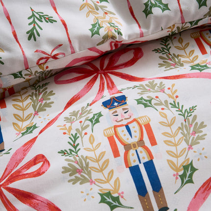 Catherine Lansfield Christmas Nutcracker Bows Reversible Duvet Cover Set In 3 Sizes – view 4