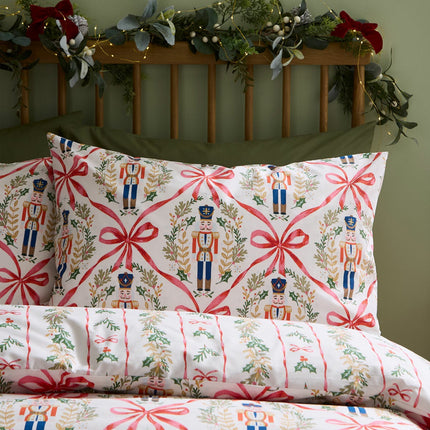 Catherine Lansfield Christmas Nutcracker Bows Reversible Duvet Cover Set In 3 Sizes – view 3