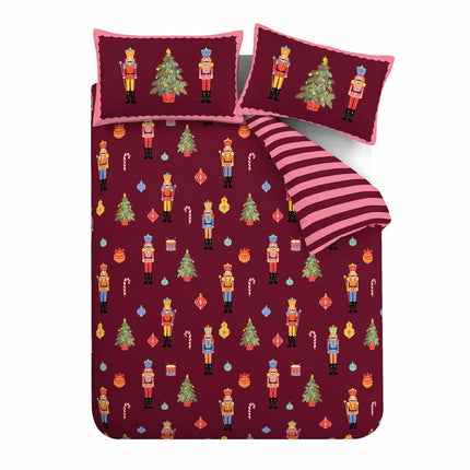 Catherine Lansfield Christmas Nutcracker Stripe Reversible Duvet Cover Set In 3 Sizes – view 6