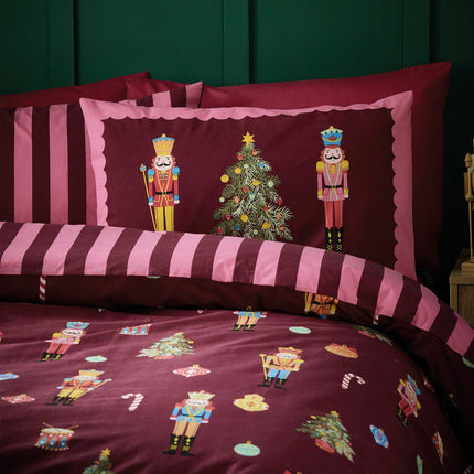Catherine Lansfield Christmas Nutcracker Stripe Reversible Duvet Cover Set In 3 Sizes – view 4