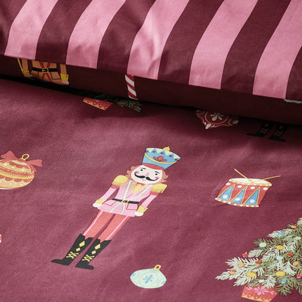 Catherine Lansfield Christmas Nutcracker Stripe Reversible Duvet Cover Set In 3 Sizes – view 5
