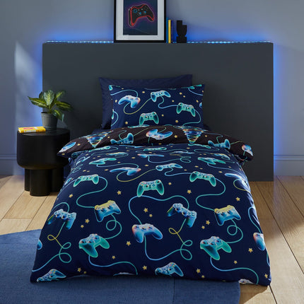 Catherine Lansfield Navy Christmas Gamer Duvet Cover Set In 2 Sizes – view 3