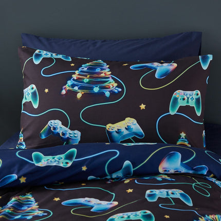 Catherine Lansfield Navy Christmas Gamer Duvet Cover Set In 2 Sizes – view 4