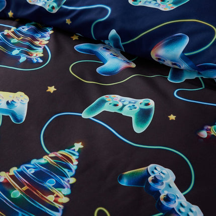 Catherine Lansfield Navy Christmas Gamer Duvet Cover Set In 2 Sizes – view 5