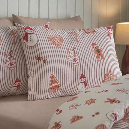 Catherine Lansfield Christmas Gingerbread Stripe Reversible Duvet Cover Set In 3 Sizes – view 3