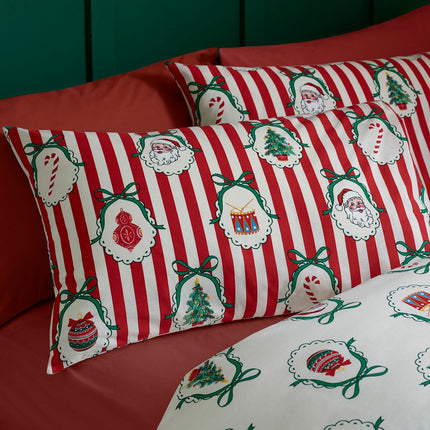 Catherine Lansfield Christmas Vintage Stripe Reversible Duvet Cover Set In 3 Sizes – view 3