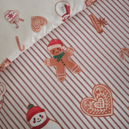 Catherine Lansfield Christmas Gingerbread Stripe Reversible Duvet Cover Set In 3 Sizes – view 4