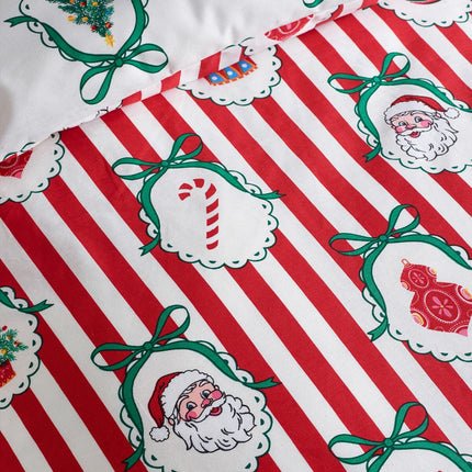 Catherine Lansfield Christmas Vintage Stripe Reversible Duvet Cover Set In 3 Sizes – view 4