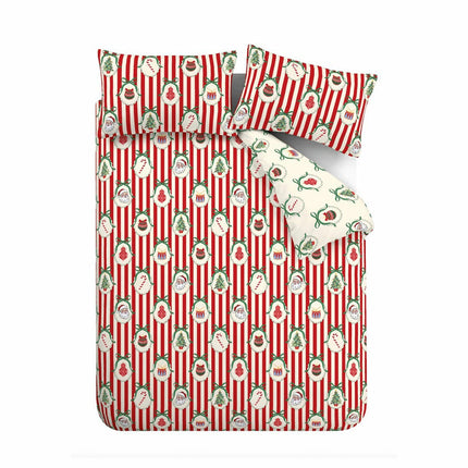 Catherine Lansfield Christmas Vintage Stripe Reversible Duvet Cover Set In 3 Sizes – view 5