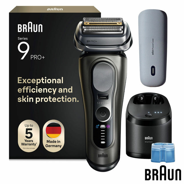 Braun 9675cc Series 9 Pro+ Shaver with Cleaning & Power Case in Grey