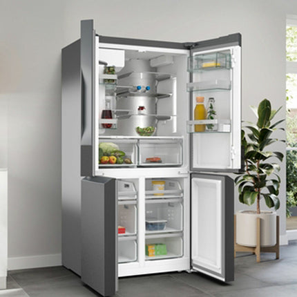 Neff KM3963XE0G, Plumbed Multidoor Fridge Freezer, E Rated in Brushed Black Steel – view 2