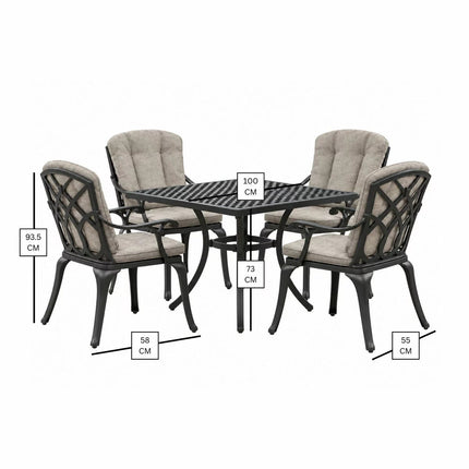 Bramblecrest Milan 5 Piece Dining Set in Black