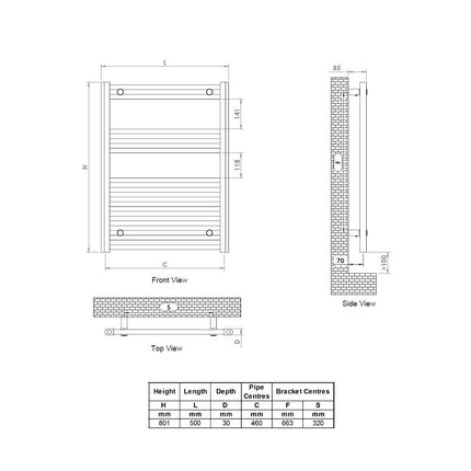 UltraHeat Eco Rail Radiator 500 x 801 x 30 mm – view 5