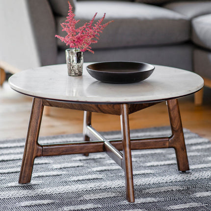 Gallery Barcelona White Marble Top Coffee Table