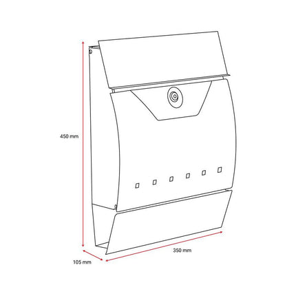 Phoenix Estilo Front Loading Letter Box MB0122KA in Graphite Grey with Key Lock – view 8